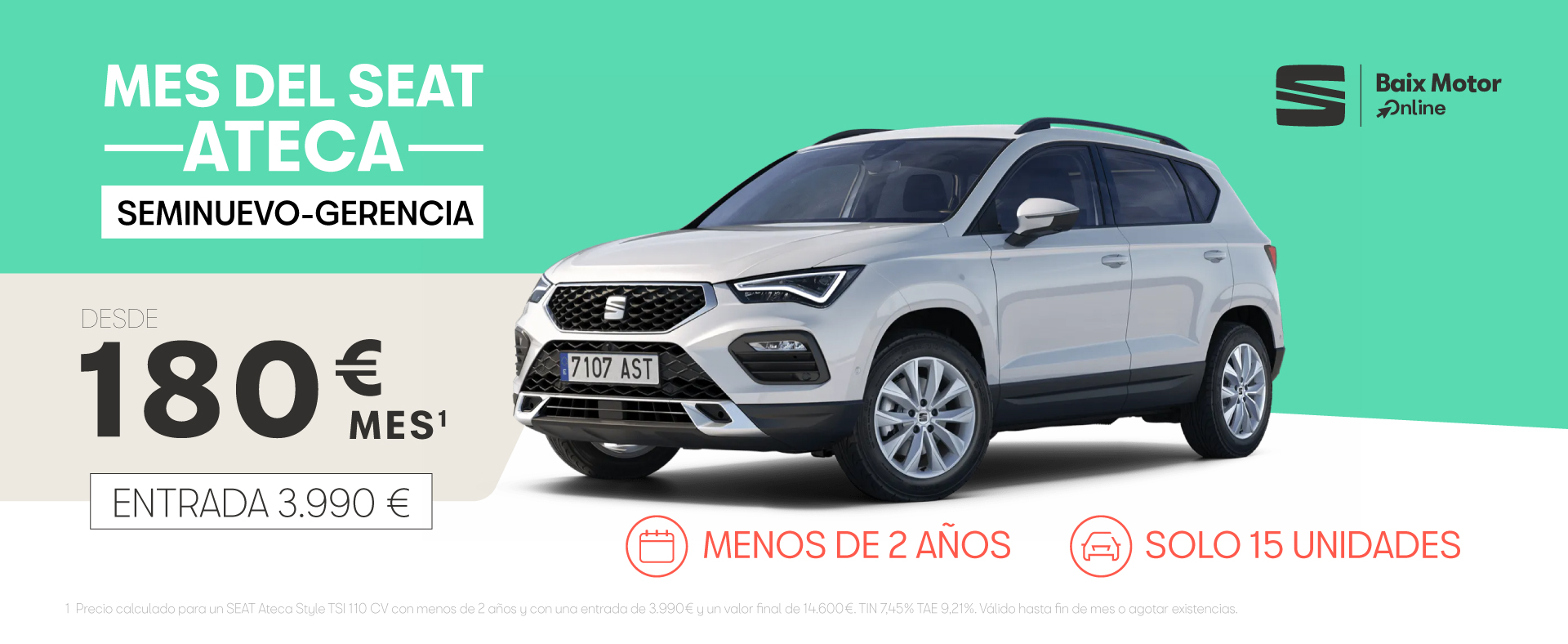 ¡Mes del Ateca! Desde 180€/mes*