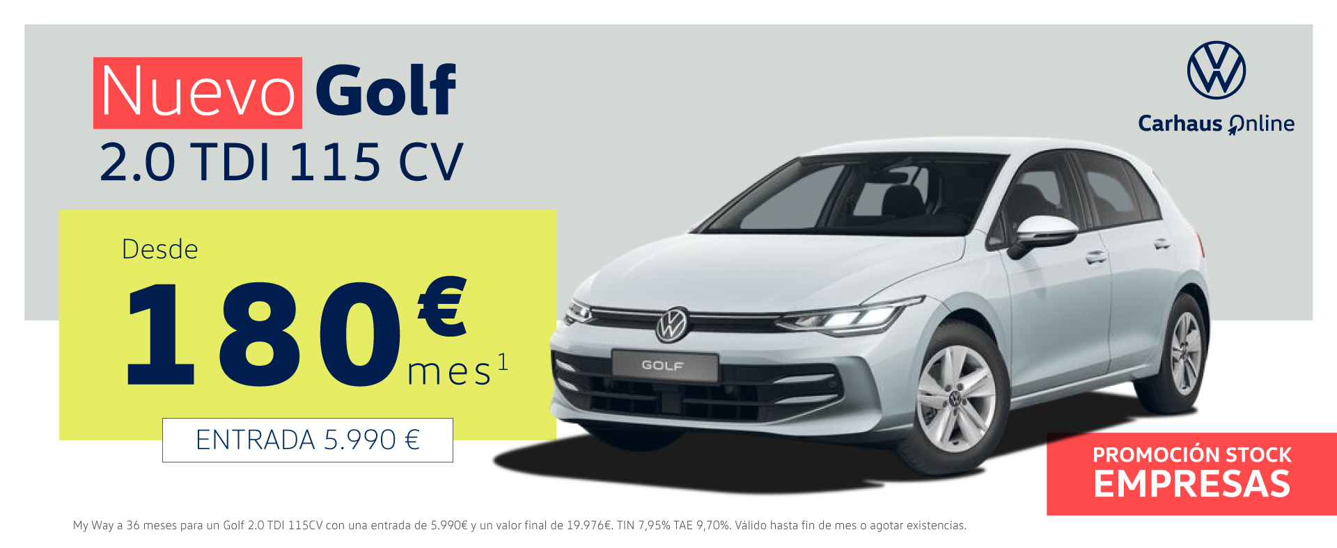 ¡Oferta para autónomos y empresas! Nuevo Golf 115CV TDI